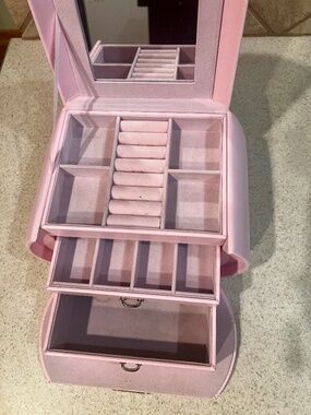 Homde Pink Travel Jewelry Box with Mirror